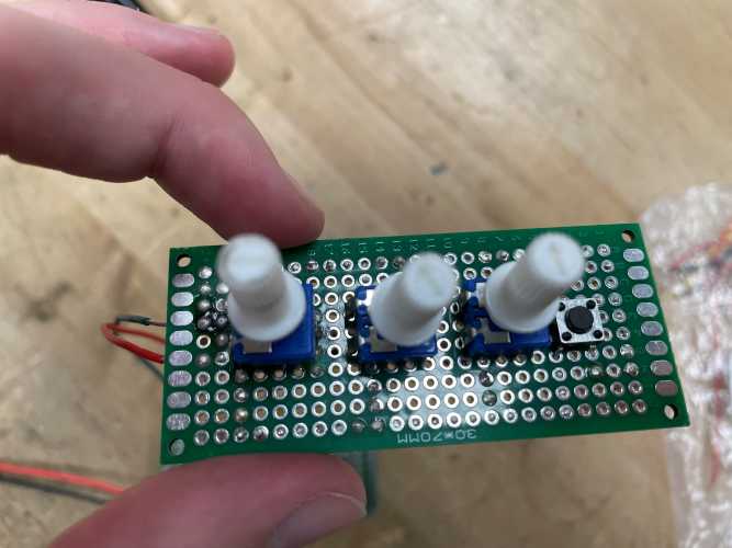Potentiometers soldered to board